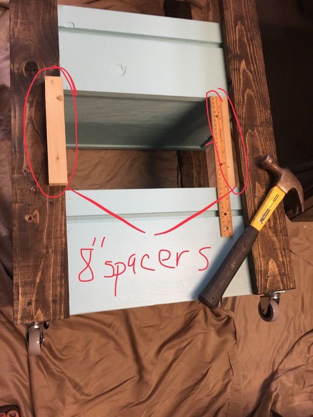 wooden rolling cart, Attach Drawers