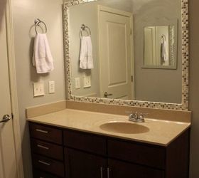 Telemacos Color rosa Simplificar Cómo añadir un marco de azulejos a un espejo de baño | Hometalk