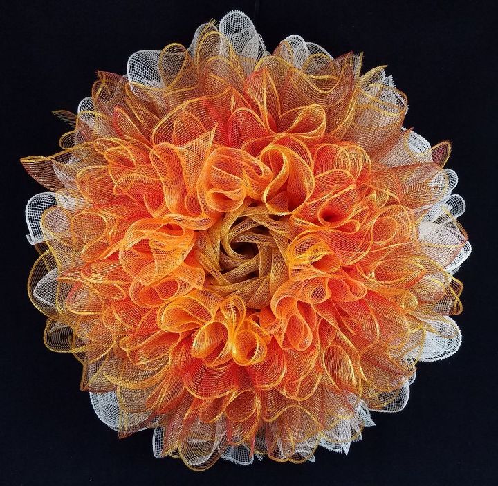 tutorial de coroa de flores de malha deco com babados, Guirlanda de flores em cores de outono