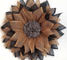 mesh sunflower wreath tutorial, Black Tan Paper Mesh Flower Wreath