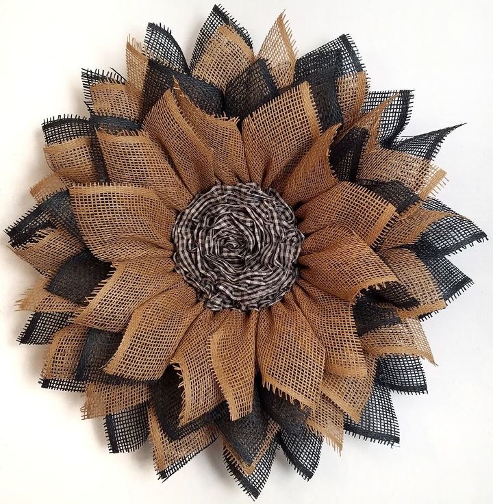 mesh sunflower wreath tutorial, Black Tan Paper Mesh Flower Wreath