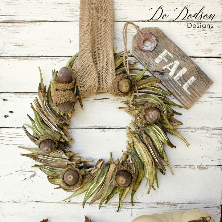 s 18 diy fall decor ideas we re falling for hard, Acorns okra for this incredible fall wreath