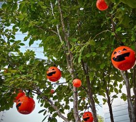 dollar store pumpkin buckets all up in your tree