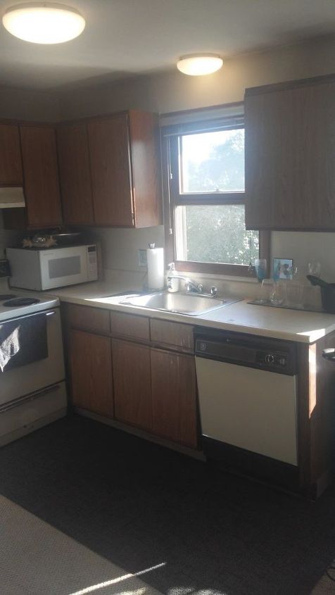Old Brown Cabinets In Ed Apartment, How To Update Old Brown Kitchen Cabinets