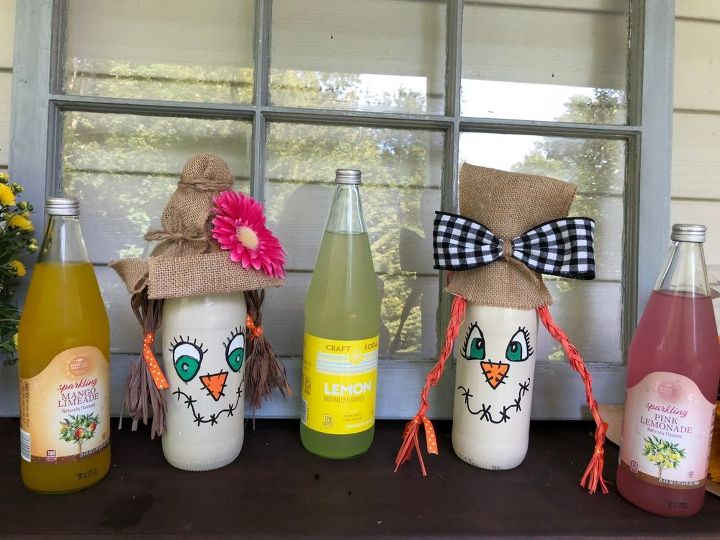 garrafas de espantalho decorao de outono divertida