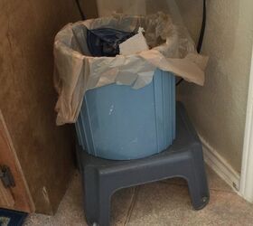bathroom hacks for seniors like me, Trash can on a stool