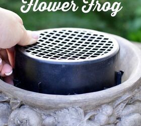 upcycled flower frog and transitional flower arrangement