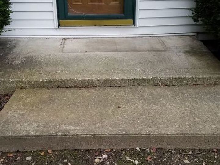 q how to decoratively cover a large cement stoop