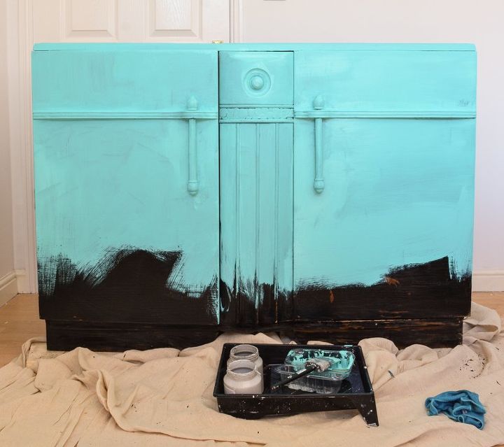 old sideboard transformed with ombre effect