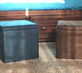faux suede foot stool makeover
