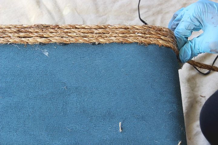 faux suede foot stool makeover