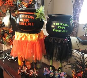 witch legs cauldron candy stand