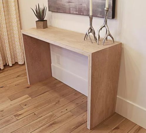 diy plywood waterfall console table