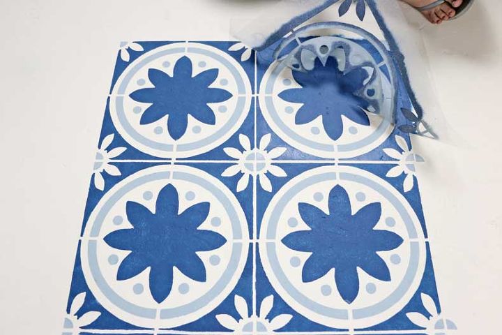 how to update your old floor using tile stencils