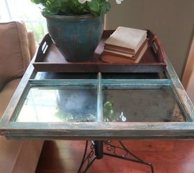 vintage window and thrift store legs side table