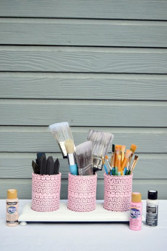 paint brush caddy a thrift store repurpose