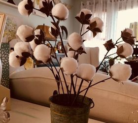 finally faux cotton plant arrangement