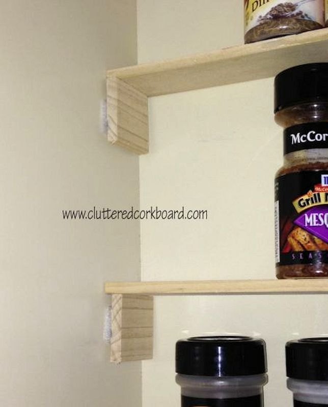 organizing my spice cabinet using velcro and wood trim