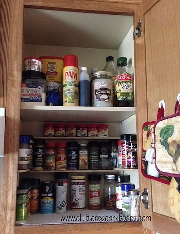 organizing my spice cabinet using velcro and wood trim