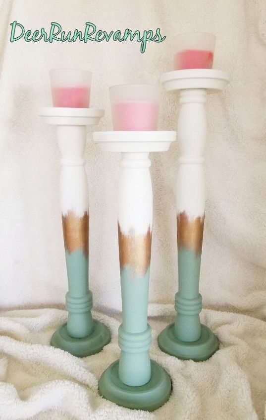 how to turn old table legs into beautiful candle sticks
