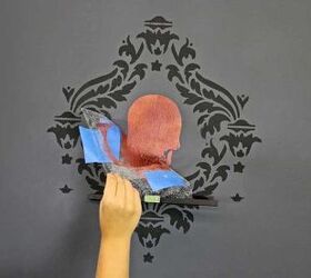 how to stencil a spooky skull damask wall