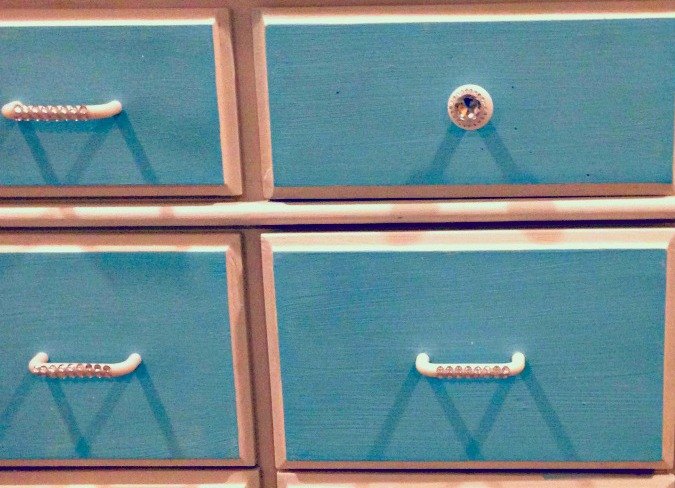old dresser gets new look with chalk paint and diy jeweled handles