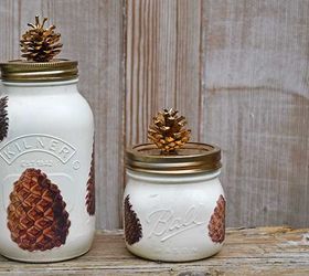unique fall mason jars with pinecones