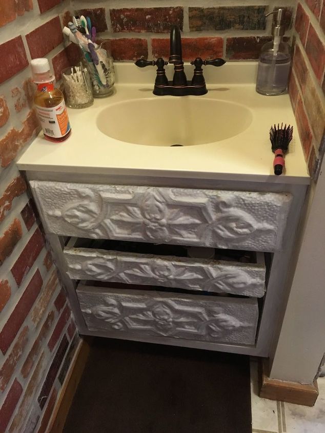 q how to refinish a bathroom vanity