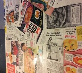 a funky table, Decoupaged ads