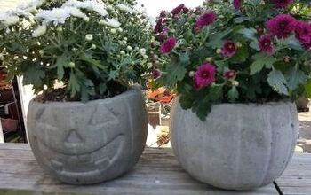 Concrete Pumpkin Flower Pot for Autumn and Halloween