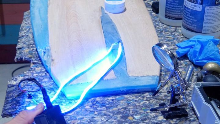 how to make a resin and wood surfboard glow table or wall art