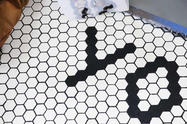 how to stencil a personalized tile floor