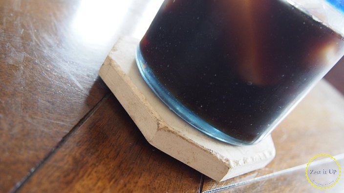 how to make a tile into a coaster with cork