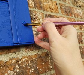 to thine own self be blue painting shutters tutorial, Touch up the screw heads