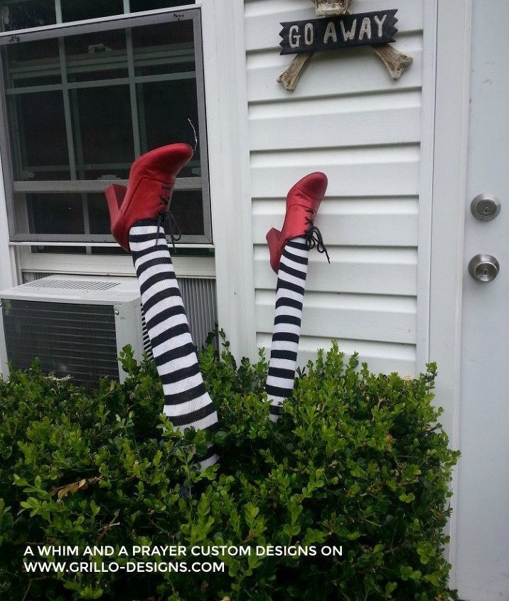 s 17 halloween decorations that ll make your neighbors giggle, DIY WICKED WITCH LEGS