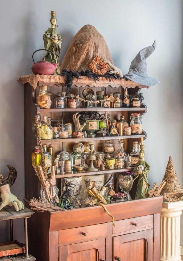 s 17 halloween decorations that ll make your neighbors giggle, Apothecary Jars and Free Printable Labels