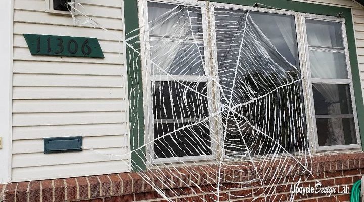 decorao de teia de aranha gigante de halloween diy
