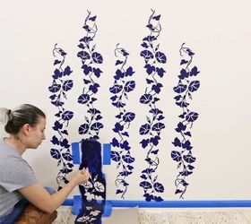 diy floral accent wall with stencils
