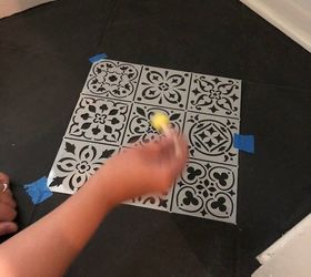 makeover your old tile with paint stencil