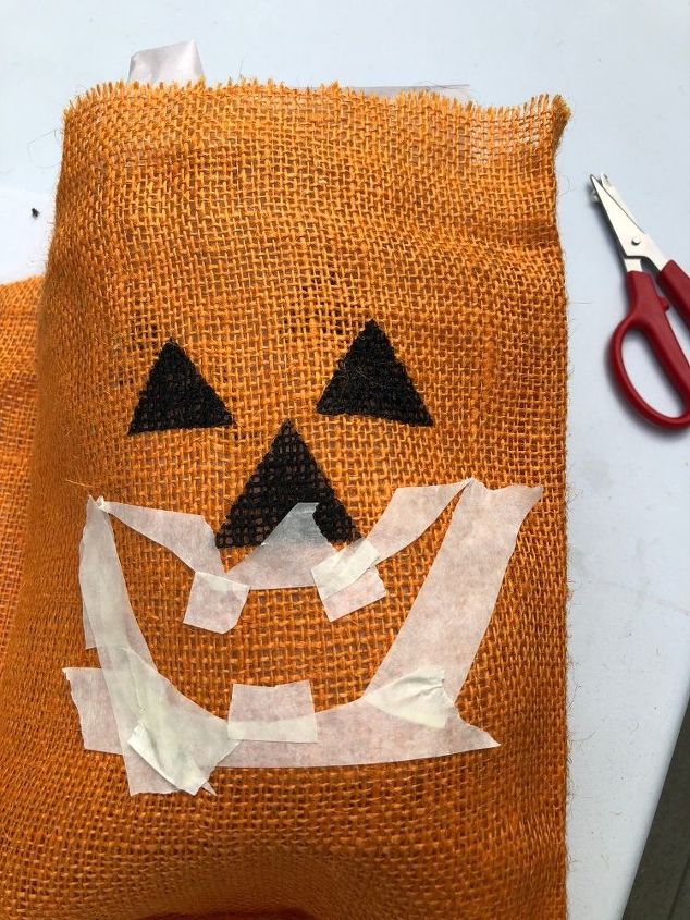 handmade halloween burlap jack o lantern