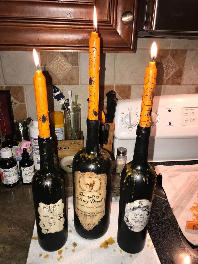decoracin de botellas de vino de halloween