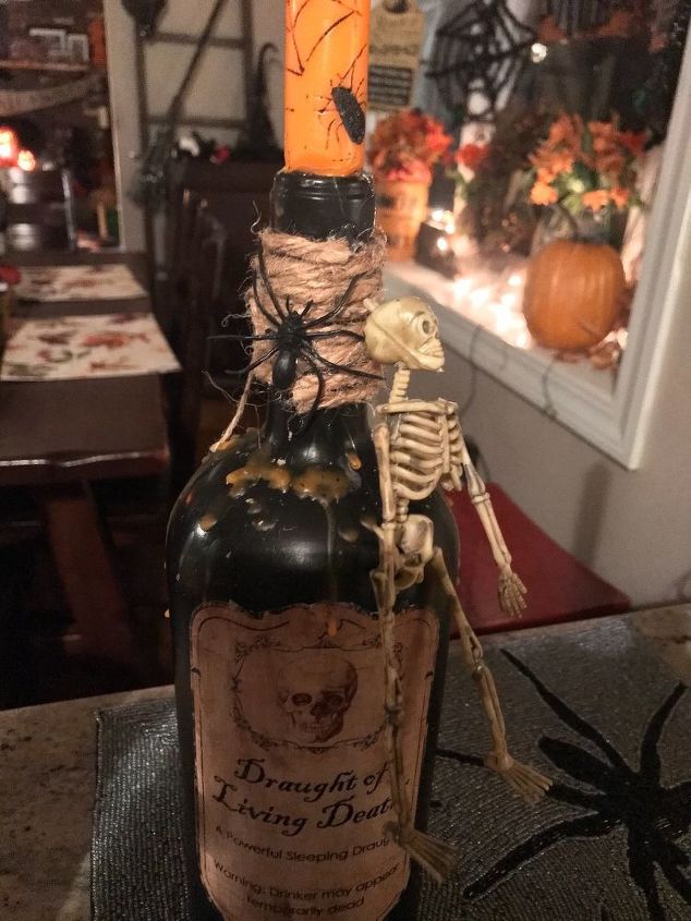 decoracin de botellas de vino de halloween