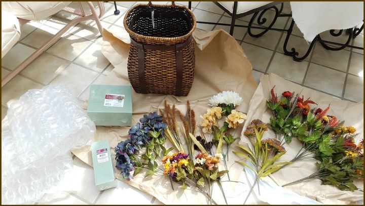 adirondack floral basket arrangement tutorial, Supplies to create floral basket arrangement