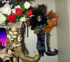 DollarTree Witch Boot Into Victorian Boot Wall Display