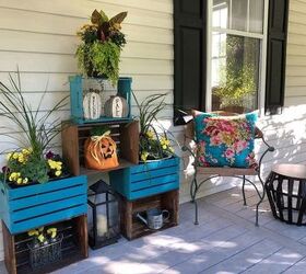 Wooden Crates as Fall Planters - Front Door / Porch Refresh