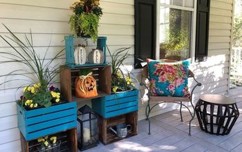 Wooden Crates as Fall Planters - Front Door / Porch Refresh