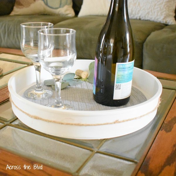 wine serving tray with pumpkin insert recycled project