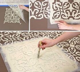 how to stencil a tile floor in neutral colors