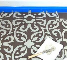how to stencil a tile floor in neutral colors