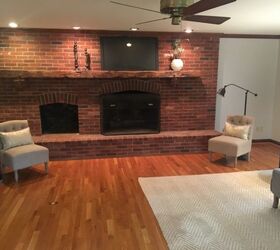 how do we modernize the look with this huge brick fireplace